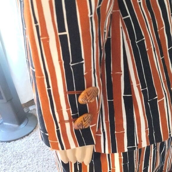 Vintage YSL Yves Saint Laurent Rive Gauche Striped Skirt and Blazer Suit Size 10 - Picture 15 of 16